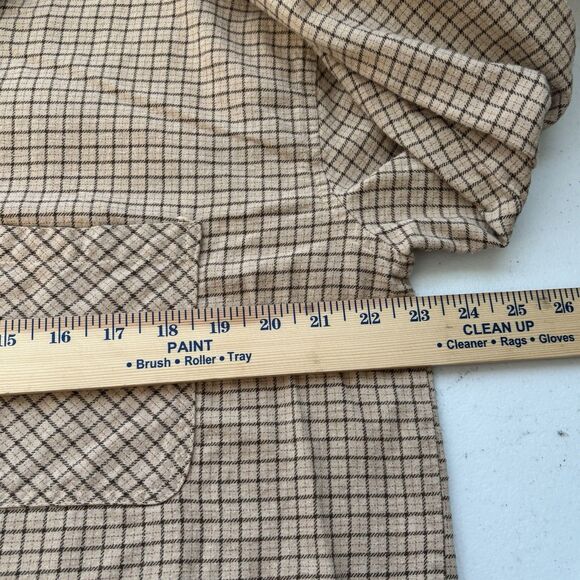 RSQ Women’s Cropped Flannel Shirt Plaid Brown Tan Long Sleeves - Picture 5 of 8